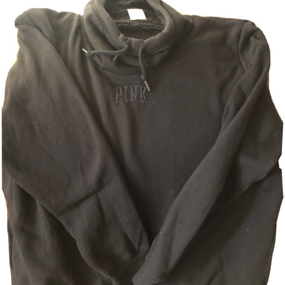 Victoria's Secret PINK Medium thick fleece lined cowl neck black L sweatshirt